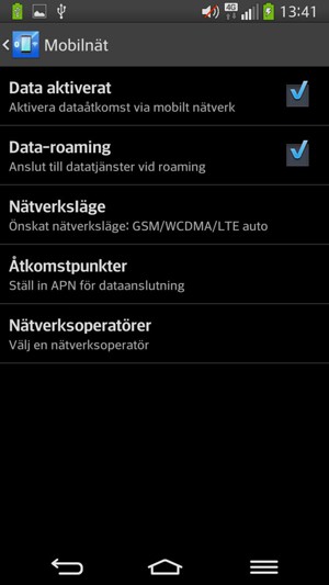 Slå på eller stäng av Data-roaming