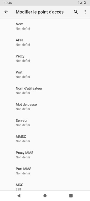 Saisissez les informations Internet