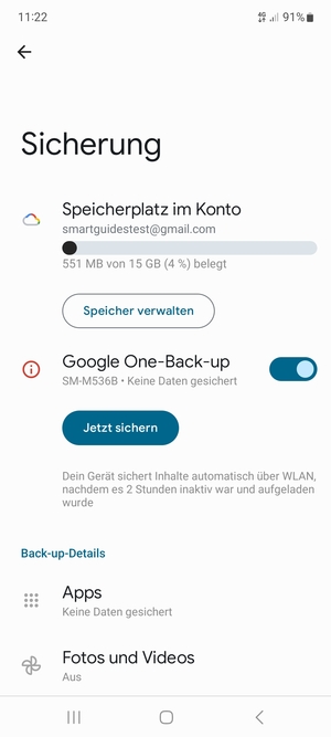 Wählen Sie Speicherplatz im Konto