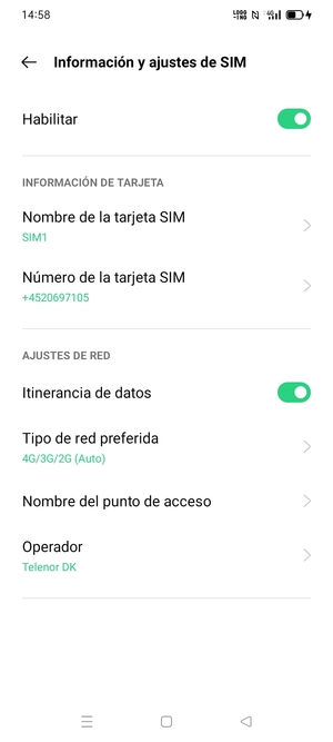 Activar o desactivar Itinerancia de datos