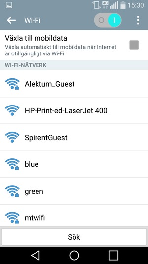 Tryck på det trådlösa nätverket som du vill ansluta till