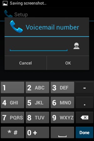 Enter the Voicemail number and select OK