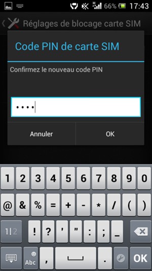 Veuillez confirmer votre nouveau Code PIN et sélectionner OK