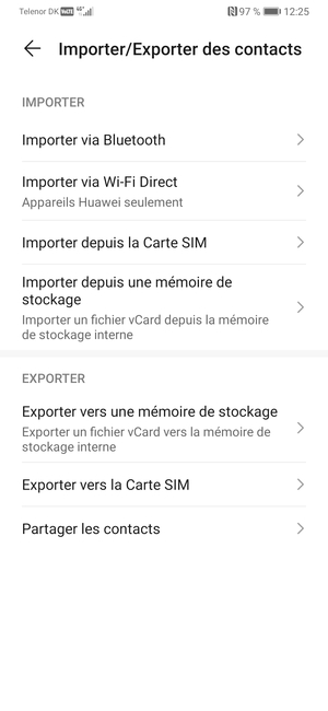 Sélectionnez Importer depuis la Carte SIM