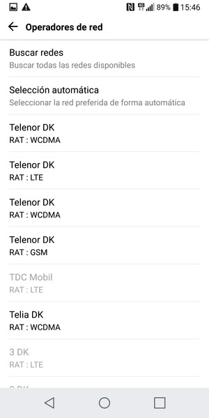 Seleccione un operador de red de la lista