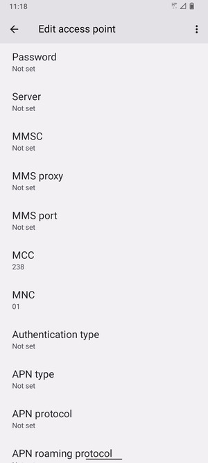 Scroll down and enter MMS information