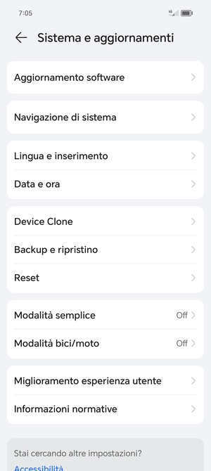 Seleziona Aggiornamento software
