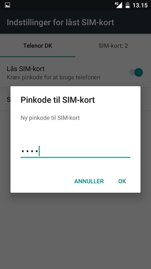 Indtast din Ny pinkode til SIM-kort og vælg OK