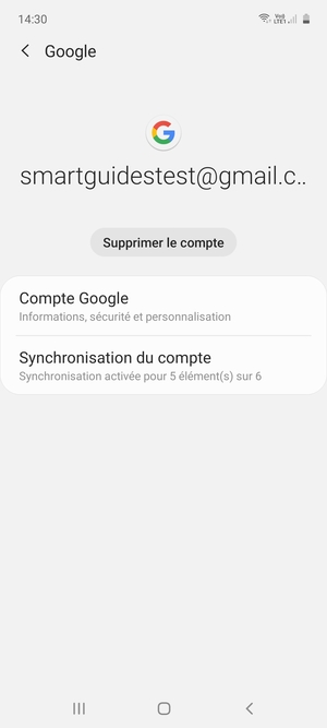 Sélectionnez Synchronisation du compte