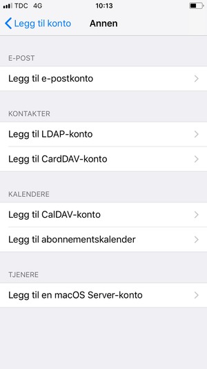 Velg Legg til e-postkonto