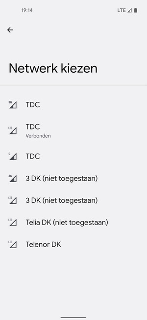 Selecteer een netwerkoperator uit de lijst