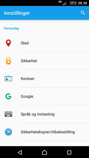 Bla til og velg Sikkerhet