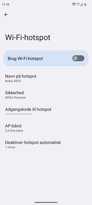 Vælg Adgangskode til hotspot