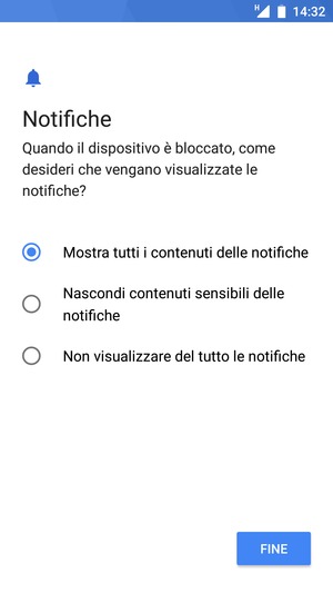 Seleziona la tua opzione preferita e poi FINE
