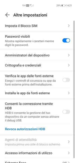 Seleziona Imposta il Blocco SIM