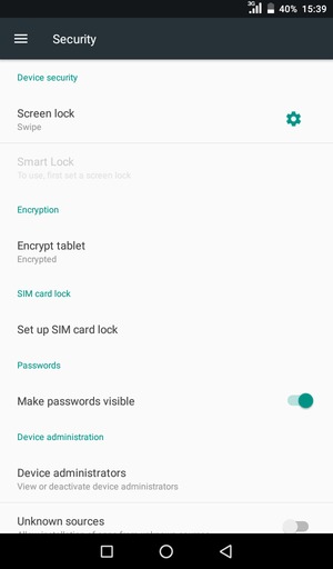 Select Screen lock