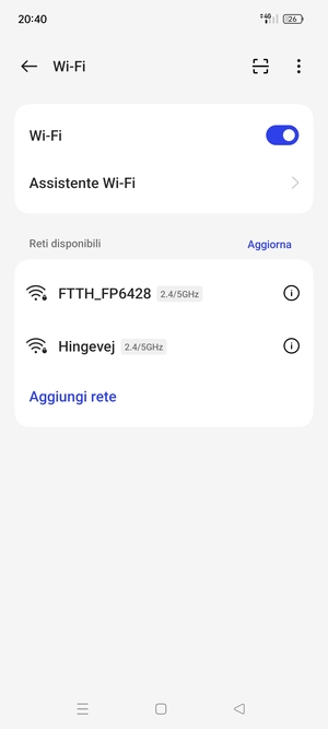 Seleziona la rete wireless a cui desideri connetterti