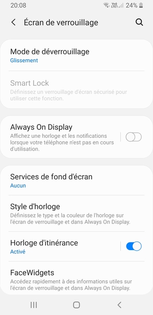 Sélectionnez Mode de déverrouillage
