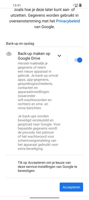 Selecteer Accepteren