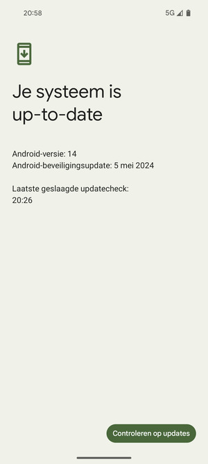 Als uw telefoon up-to-date is, zult u het volgende scherm zien