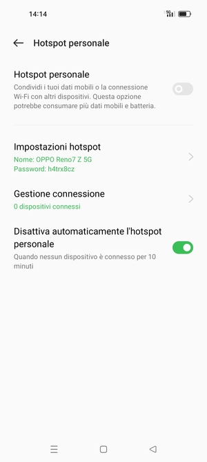 Seleziona Impostazioni hotspot