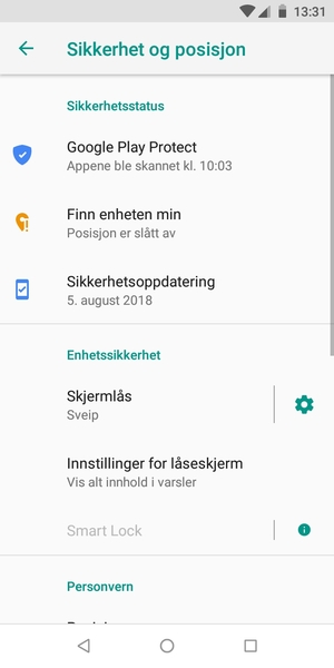 Velg Skjermlås