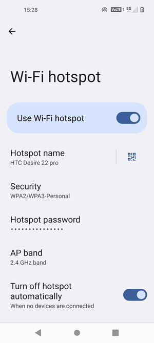 Your phone is now set up for use as a modem