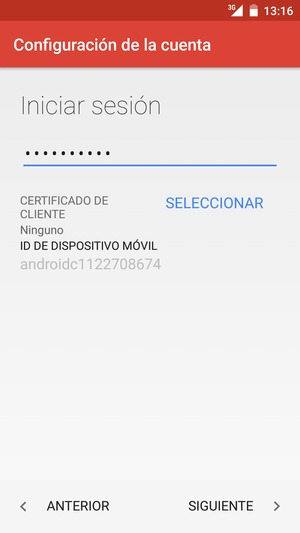 Introduzca su contraseña y seleccione SIGUIENTE