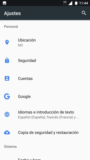 Desplácese y seleccione Seguridad