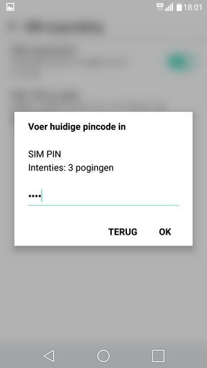 Voer uw Huidige pincode in en selecteer OK