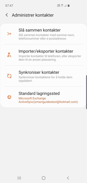 Velg Importer/eksporter kontakter