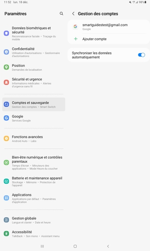 Sélectionnez votre compte Google