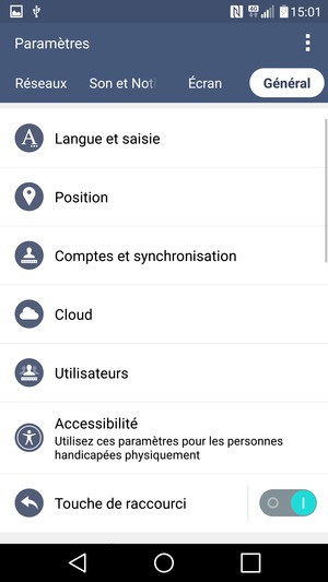 Sélectionnez Comptes et synchronisation