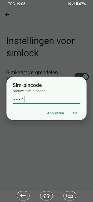 Voer uw Nieuwe sim-pincode in en selecteer OK