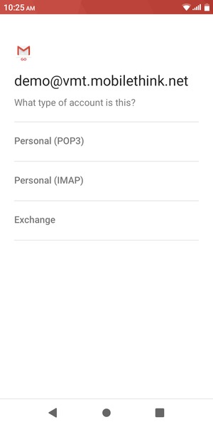 Select Personal (POP3) or Personal (IMAP)
