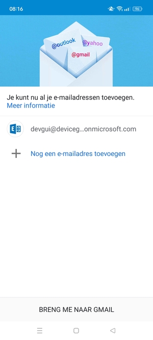 Selecteer BRENG ME NAAR GMAIL