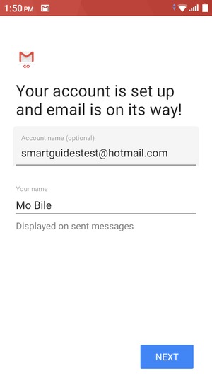 Give your account a name and enter your name. Select NEXT