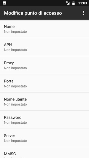 Inserisci le informazioni di Internet