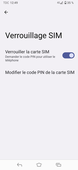 Sélectionnez Modifier le code PIN de la carte SIM