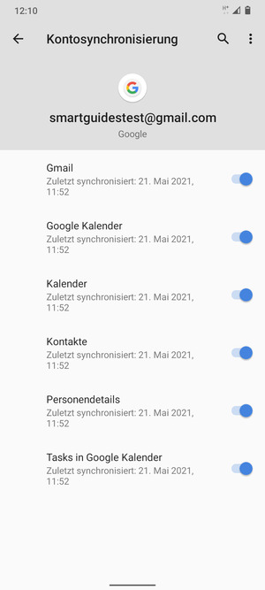 Stellen Sie sicher, dass Kontakte ausgewählt ist