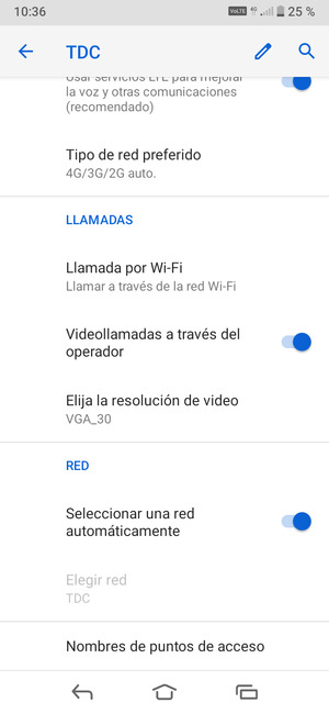 Desactive Seleccionar una red automáticamente