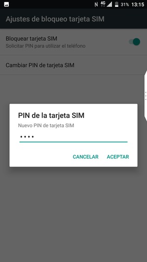 Introduzca su Nuevo PIN de la tarjeta SIM y seleccione ACEPTAR