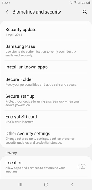 Scroll to and select Other security settings