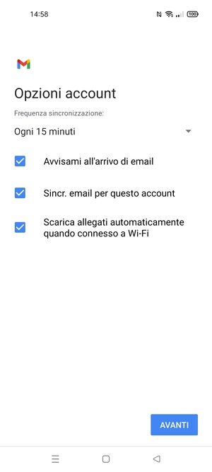 Seleziona AVANTI