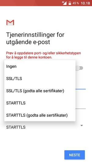 Velg Ingen og NESTE