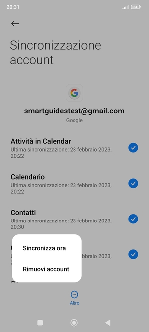 Seleziona Sincronizza ora