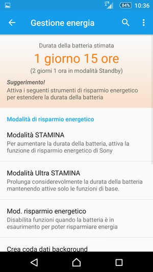 Per attivare Modalità Ultra STAMINA, seleziona Modalità Ultra STAMINA