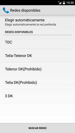 Seleccione un operador de red de la lista