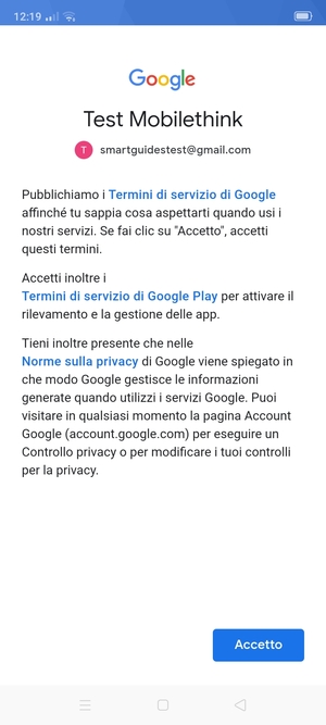 Seleziona Accetto