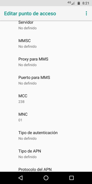 Desplácese hacia abajo e introduzca la información de Internet